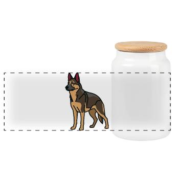 Deutscher Schäferhund - Panorama Keksdose mit Holzdeckel - Weiß - Vorne