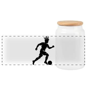 Footballer Silhouette Master - Panoramic Cookie Jar with Wooden Lid - white - Front