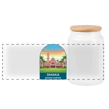 Dhaka Bangladesch Ahsan Manzil Vintage-Reisepost - Panorama Keksdose mit Holzdeckel - Weiß - Vorne