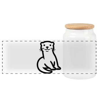 loutre - Boîte à biscuits avec couvercle en bois - blanc - Devant