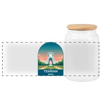Teheran Iran Azadi Tower Vintage-Reiseplakat - Panorama Keksdose mit Holzdeckel - Weiß - Vorne