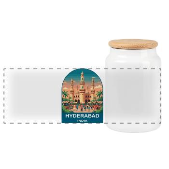 Hyderabad Indien Charminar Vintage-Reisedesign - Panorama Keksdose mit Holzdeckel - Weiß - Vorne
