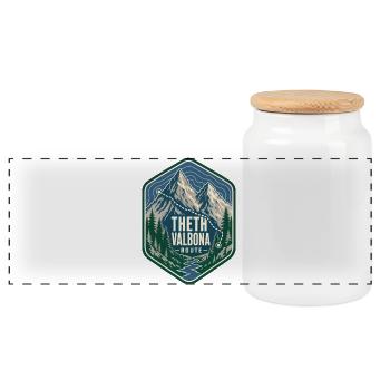 Theth Valbona Route Albania Hiking Trek Adventure - Panorama Keksdose mit Holzdeckel - Weiß - Vorne