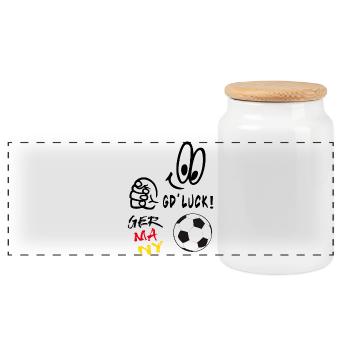 Fußball - Panorama Keksdose mit Holzdeckel - Weiß - Vorne