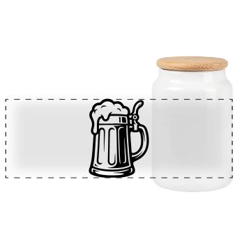 Bierkrug Symbol Bier - Panorama Keksdose mit Holzdeckel - Weiß - Vorne