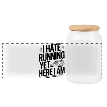 Je déteste courir et pourtant me voilà - Boîte à biscuits avec couvercle en bois - blanc - Devant