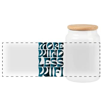 Schriftzug More Wind Less Wifi - Panorama Keksdose mit Holzdeckel - Weiß - Vorne