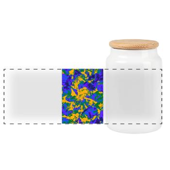 Neon Psychedelic Floral Burst - Panoramic Cookie Jar with Wooden Lid - white - Front
