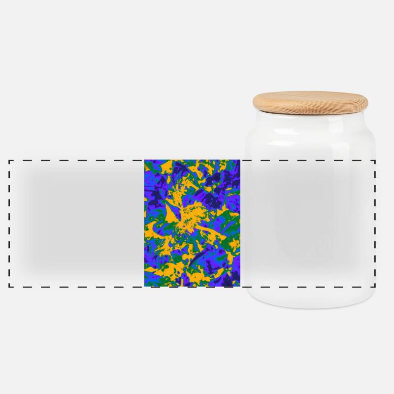 Neon Psychedelic Floral Burst - Panorama Keksdose mit Holzdeckel - Weiß