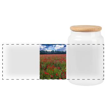 Poppy Field Summer Light - Panoramic Cookie Jar with Wooden Lid - white - Front