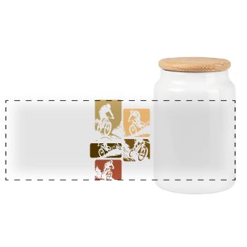 Mountain Bike Retro Mtb Downhill Bike Vintage - Panoramic Cookie Jar with Wooden Lid - white - Front