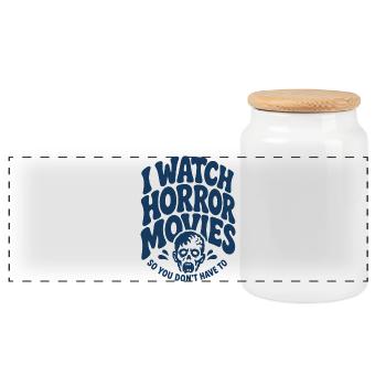 Watch Horror Movies Funny Design - Panorama Keksdose mit Holzdeckel - Weiß - Vorne
