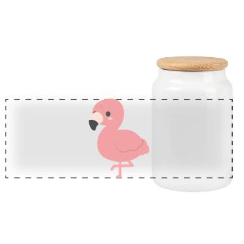 Charme clipart de flamant rose - Boîte à biscuits avec couvercle en bois - blanc - Devant