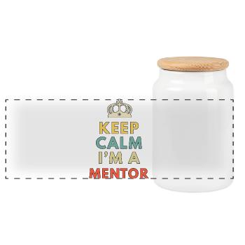 Keep Calm I A Mentor Funny Leadership Coach Guide - Panorama Keksdose mit Holzdeckel - Weiß - Vorne
