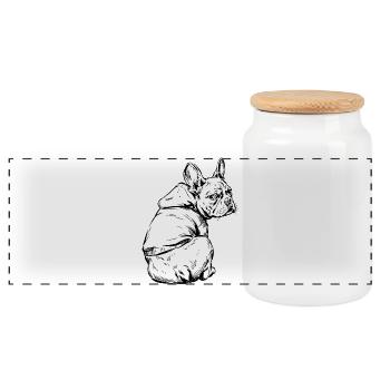 Bouledogue français Pull câlin - Boîte à biscuits avec couvercle en bois - blanc - Devant
