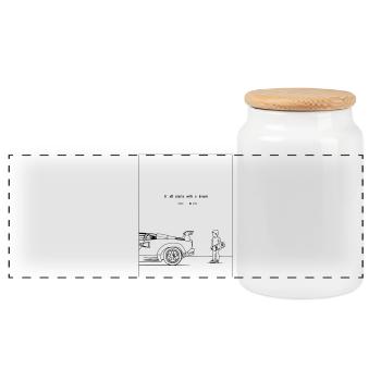 It all Starts with a Dream - Panorama Keksdose mit Holzdeckel - Weiß - Vorne