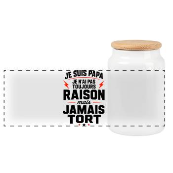Papa jamais tort humour cadeau fête des pères - Boîte à biscuits avec couvercle en bois - blanc - Devant