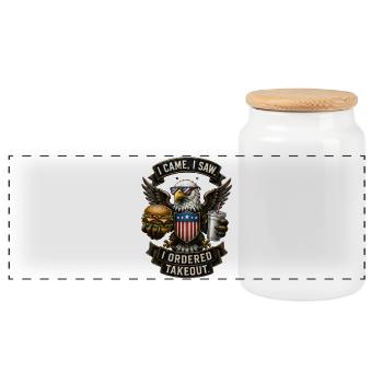 I Came. I Saw. I Ordered Takeout. - Panoramic Cookie Jar with Wooden Lid - white - Front