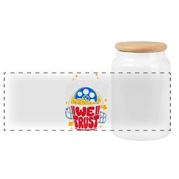 In Movies We Trust Cinema Popcorn - Panoramic Cookie Jar with Wooden Lid - white - Front