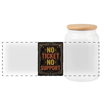 No Ticket No Service IT Support Ticketing - Panoramic Cookie Jar with Wooden Lid - white - Front
