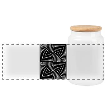 Bauhaus-Geometrische Linien-Design - Panorama Keksdose mit Holzdeckel - Weiß - Vorne