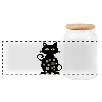 Katze - Panorama Keksdose mit Holzdeckel - Weiß - Vorne