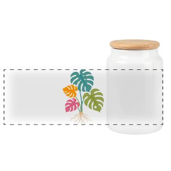 Feuilles de monstera colorées aux racines tropicales - Boîte à biscuits avec couvercle en bois - blanc - Devant
