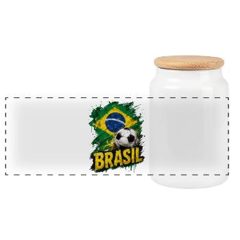 Brasilien Flagge - Panorama Keksdose mit Holzdeckel - Weiß - Vorne