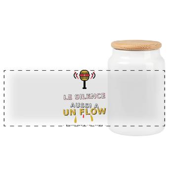 Le Silence a un Flow - Boîte à biscuits avec couvercle en bois - blanc - Devant