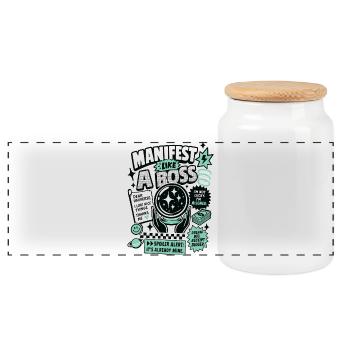 Manifest Like A Motivation Spruch - Panorama Keksdose mit Holzdeckel - Weiß - Vorne
