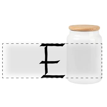 E letter - Panoramic Cookie Jar with Wooden Lid - white - Front
