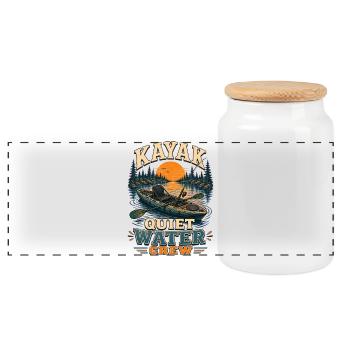 KAYAK QUIET WATER CREW Fishing - Panoramic Cookie Jar with Wooden Lid - white - Front