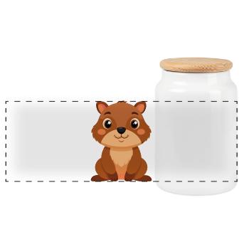 Baby Beaver - Panoramic Cookie Jar with Wooden Lid - white - Front