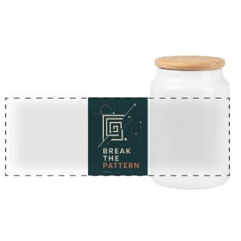 Brich das Muster - break The Pattern - Panorama Keksdose mit Holzdeckel - Weiß - Vorne