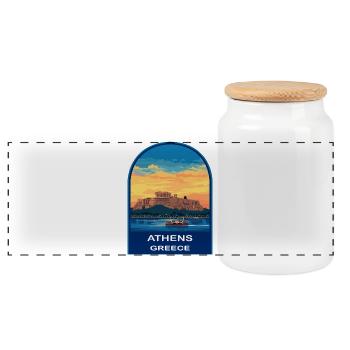Athen Griechenland Akropolis Retro Sonnenuntergang Reiseabzeichen - Panorama Keksdose mit Holzdeckel - Weiß - Vorne