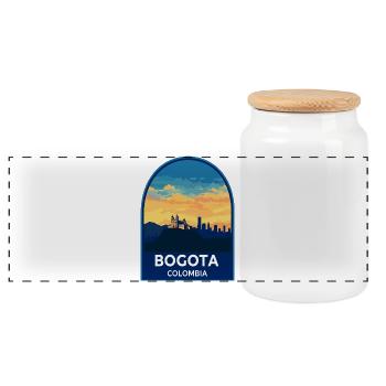 Bogota Kolumbien Monserrate Retro Sunset Abzeichen - Panorama Keksdose mit Holzdeckel - Weiß - Vorne