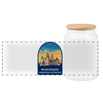 Riverside California Mission Inn Retro Travel Badg - Boîte à biscuits avec couvercle en bois - blanc - Devant