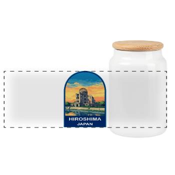 Hiroshima Dome Japon Insigne de voyage rétro Sunset - Boîte à biscuits avec couvercle en bois - blanc - Devant