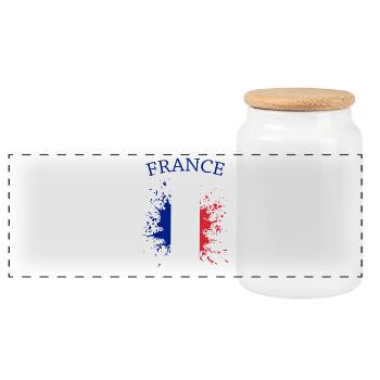 French flag - Panoramic Cookie Jar with Wooden Lid - white - Front