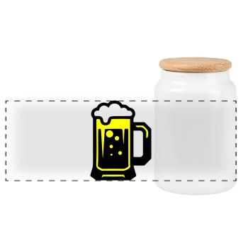Bier Bierglas Symbol - Panorama Keksdose mit Holzdeckel - Weiß - Vorne
