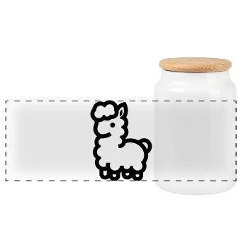Alpaca - Panoramic Cookie Jar with Wooden Lid - white - Front