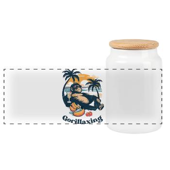 Gorillaxing - Do it like him! - Panoramic Cookie Jar with Wooden Lid - white - Front