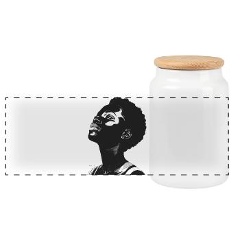 Ascent View Portrait – Black & White - Panoramic Cookie Jar with Wooden Lid - white - Front