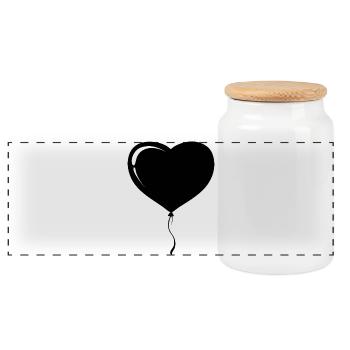 Ballon Cardiaque - Boîte à biscuits avec couvercle en bois - blanc - Devant