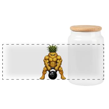 Ananas Frucht Fitness Workout Sommer - Panorama Keksdose mit Holzdeckel - Weiß - Vorne