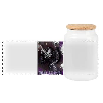 Void Guardian Dunkle Fantasy Kosmische Dämonen-Grafik - Panorama Keksdose mit Holzdeckel - Weiß - Vorne