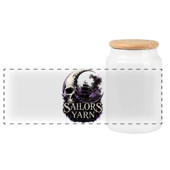 Night Voyage | Sailors Yarn by Cap’nKush - Panorama Keksdose mit Holzdeckel - Weiß - Vorne