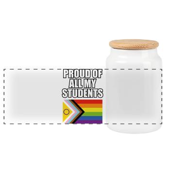Stolz auf all meine Schüler LGBT Pride Lehrerin sicher - Panorama Keksdose mit Holzdeckel - Weiß - Vorne