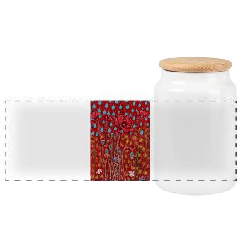 Des coquelicots sous la pluie - Boîte à biscuits avec couvercle en bois - blanc - Devant