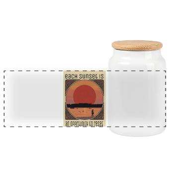 Sonnenuntergangs-Reset-Moment - Panorama Keksdose mit Holzdeckel - Weiß - Vorne